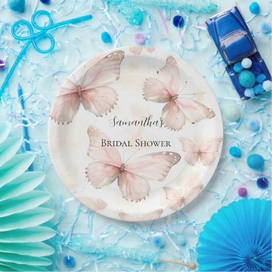 Pretty Pink Butterflies Bridal Shower Pappteller (Party)