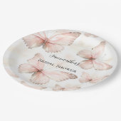 Pretty Pink Butterflies Bridal Shower Pappteller (Schrägansicht)