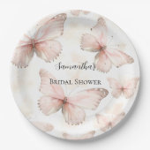 Pretty Pink Butterflies Bridal Shower Pappteller (Vorderseite)