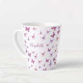 Pretty Pink Butterflies Custom Name Milchtasse (Linke Ecke)