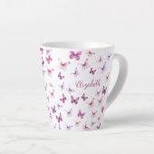 Pretty Pink Butterflies Custom Name Milchtasse (Rechte Ecke)