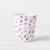 Pretty Pink Butterflies Custom Name Milchtasse (Vorderseite)