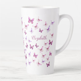 Pretty Pink Butterflies Custom Name Milchtasse