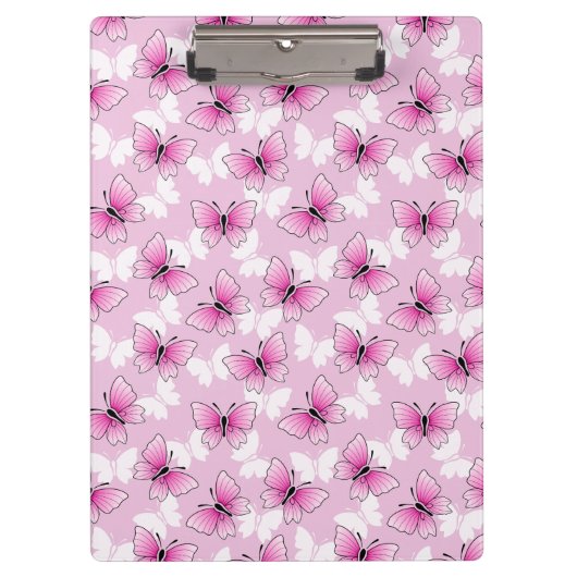 Pretty Pink Butterfly Clipboard Klemmbrett (Vorderseite)