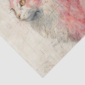 Pretty Pink Cat and Lines Illustrated on Parchment Seidenpapier (Ausschnitt)