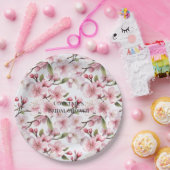 Pretty Pink Cherry Blossom Flowers Bridal Shower Pappteller (Party)