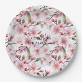 Pretty Pink Cherry Blossom Flowers Bridal Shower Pappteller (Vorderseite)