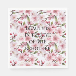 Pretty Pink Cherry Blossom Flowers Bridal Shower Serviette