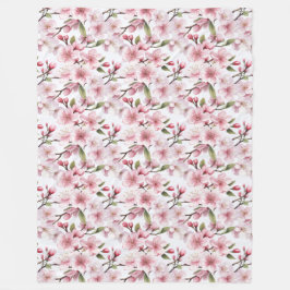 Pretty Pink Cherry Blossom Flowers Fleecedecke