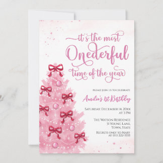 Pretty Pink Christmas Birthday Party Invitation Einladung