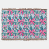 Pretty Pink Coquette Bow And Tree Sprig Pattern Decke (Vorderseite)