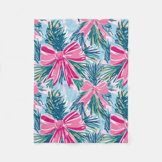 Pretty Pink Coquette Bow And Tree Sprig Pattern Fleecedecke (Vorderseite)