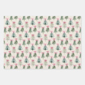 Pretty Pink Coquette Bow Christmas Tree Pattern Geschenkpapier Set (Vorderseite 2)