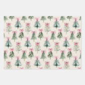Pretty Pink Coquette Bow Christmas Tree Pattern Geschenkpapier Set (Vorderseite)