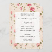 Pretty Pink Cream Roses Floral Birthday Einladung (Vorne/Hinten)