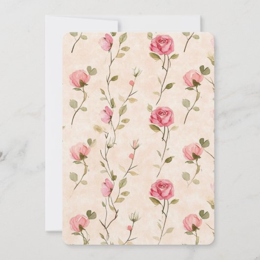 Pretty Pink Cream Roses Floral Birthday Einladung (Rückseite)