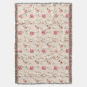 Pretty Pink Cream Roses Floral Decke (Vorderseite Vertikal)