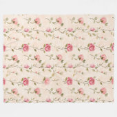 Pretty Pink Cream Roses Floral Fleecedecke (Vorderseite (Horizontal))