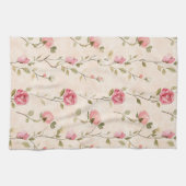 Pretty Pink Cream Roses Floral Geschirrtuch (Horizontal)