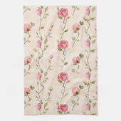 Pretty Pink Cream Roses Floral Geschirrtuch (Vertikal)