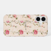 Pretty Pink Cream Roses Floral iPhone 16 Hülle (Rückseite (Horizontal))