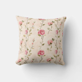Pretty Pink Cream Roses Floral Kissen