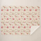 Pretty Pink Cream Roses Floral Sherpadecke (Vorderseite (Horizontal))