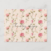 Pretty Pink Cream Roses Floral Thinking of you Postkarte (Vorderseite)