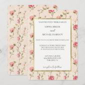 Pretty Pink Cream Roses Floral Wedding Einladung (Vorne/Hinten)