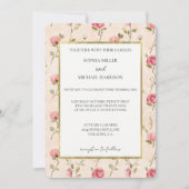Pretty Pink Cream Roses Floral Wedding Einladung (Vorderseite)
