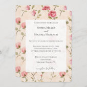 Pretty Pink Cream Roses Floral Wedding Einladung (Vorne/Hinten)