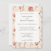 Pretty Pink Cream Roses Floral Wedding Einladung (Vorderseite)