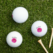 Pretty pink daisy flower custom name womens golfball (Insitu Gras)