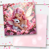 Pretty Pink Elven Fairy & Dragon Blank Karte