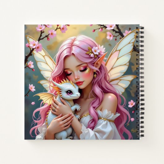 Pretty Pink Elven Fairy & Dragon Personalized Notizblock (Rückseite)