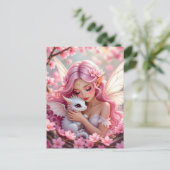 Pretty Pink Elven Fairy & Dragon  Postkarte (Stehend Vorderseite)