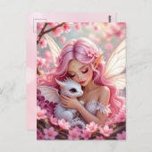 Pretty Pink Elven Fairy & Dragon  Postkarte (Vorne/Hinten)