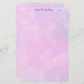 Pretty pink feminine watercolor custom name briefpapier (Vorne/Hinten)