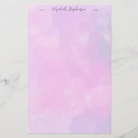Pretty pink feminine watercolor custom name briefpapier (Vorderseite)