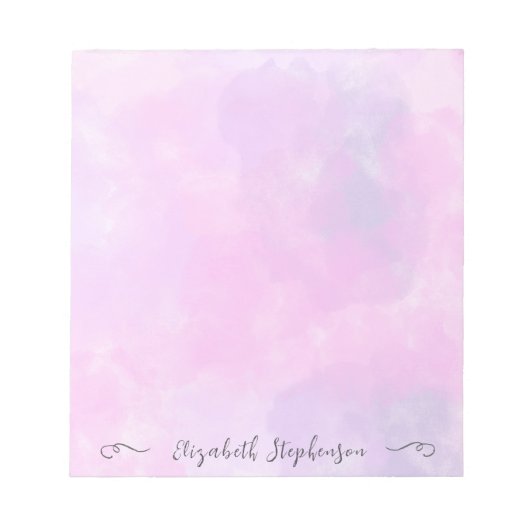 Pretty pink feminine watercolor custom name notizblock (Vorderseite)