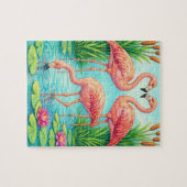 Pretty Pink Flamingo Pond Jigsaw Puzzle (Horizontal)