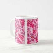 Pretty Pink Floral and Leaves Abstract Mugs Kaffeetasse (Vorderseite Links)