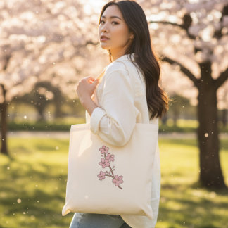 Pretty Pink Floral Branch Spring Blossom Tote Bag Tragetasche