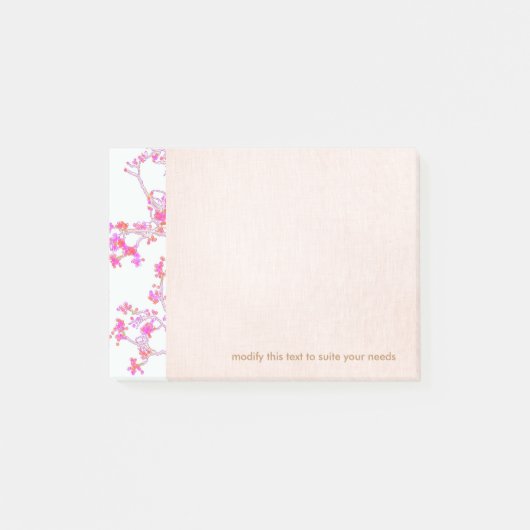 Pretty Pink Floral Buds Branch Post-it Klebezettel (Vorderseite)