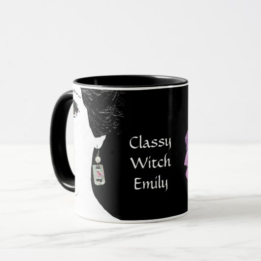 Pretty pink floral fashion girl face femme mug tasse (Vorderseite Links)