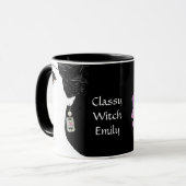 Pretty pink floral fashion girl face femme mug tasse (Vorderseite Links)