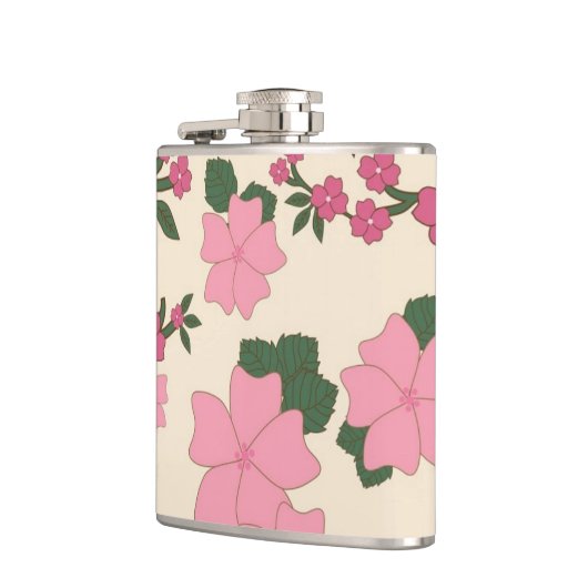 Pretty Pink Floral Pattern Flachmann (Links)