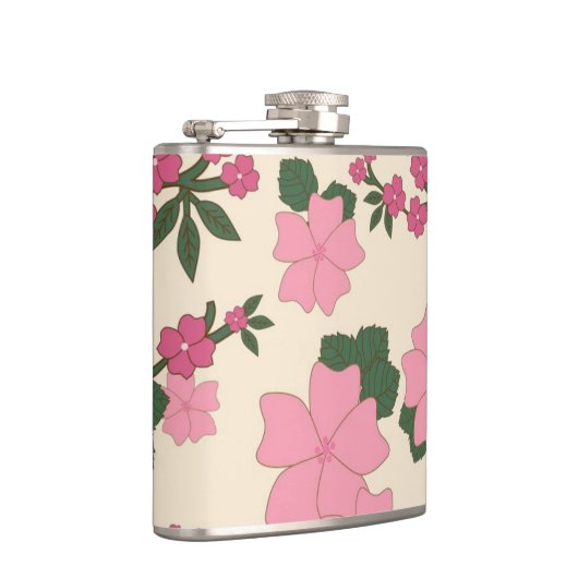 Pretty Pink Floral Pattern Flachmann (Rechts)