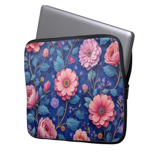 Pretty pink floral pattern laptopschutzhülle (Vorderseite Links)
