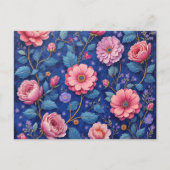 Pretty pink floral pattern postkarte (Vorderseite)